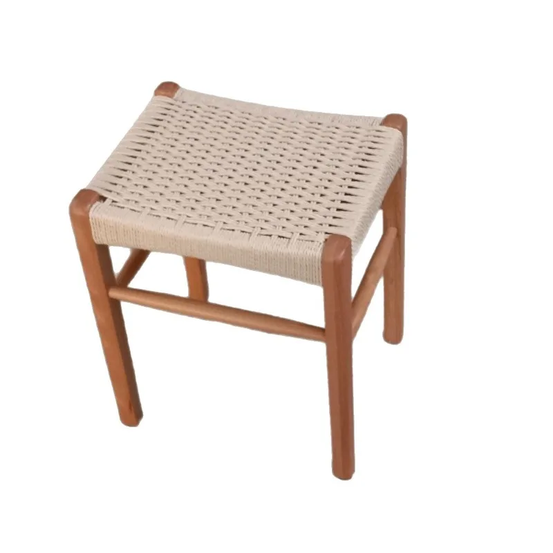 Corded solid wood dressing chair, dining chair, black walnut twisted leg chair