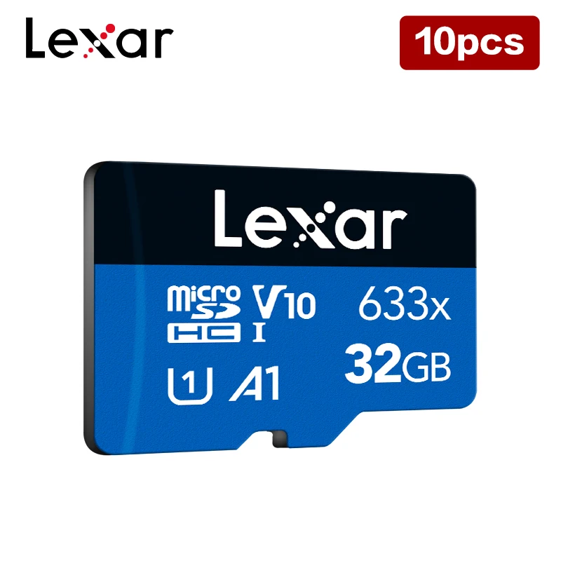 10PCS/Lot 32GB 64GB 128GB Lexar 633x Micro SD Card microSD/HC A1 Flash Memory Card TF Card Up to 100MB/s for Phone PC GoPro