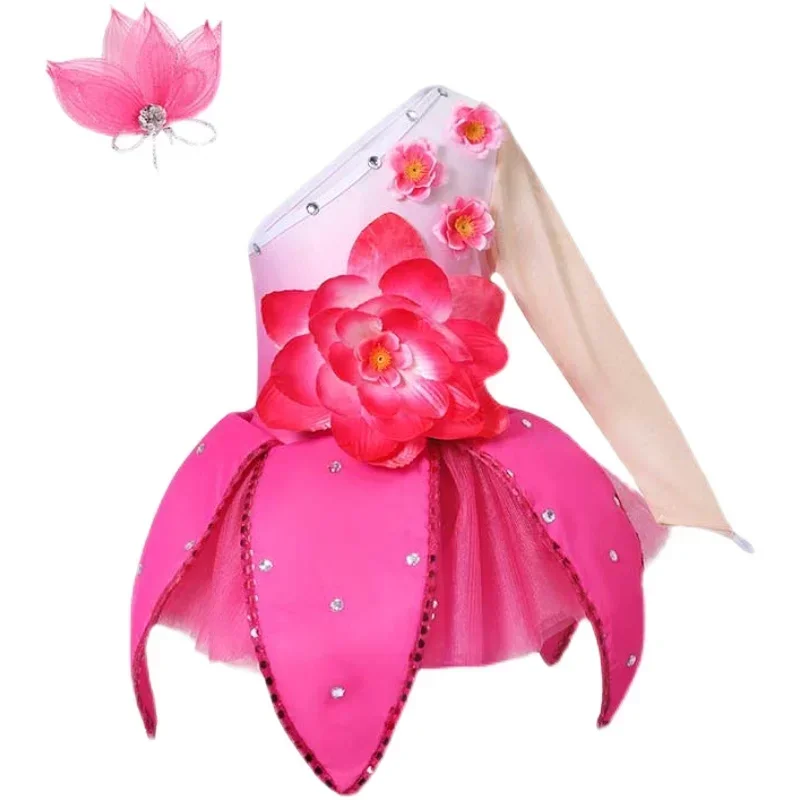 

Children Contemporary Flower Dancewear Girls Dance Costume Kids Dance Dress Of Girl Stage Wear Magnolia Flower Dancing Costume