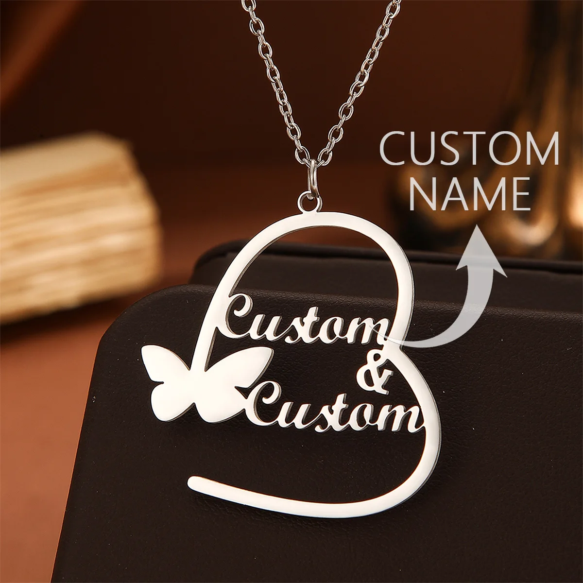 

Ожерелье из нержавеющей стали с двумя именами на заказ для женщин, персонализированные ювелирные изделия, мужская цепочка-колье, ожерелье