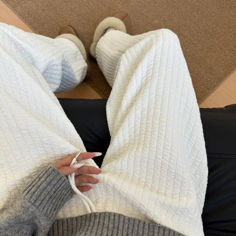 

Женские широкие брюки в корейском стиле, удлиняющие женские осенне-зимние ретро новые утолщенные прямые повседневные утягивающие широкие брюки