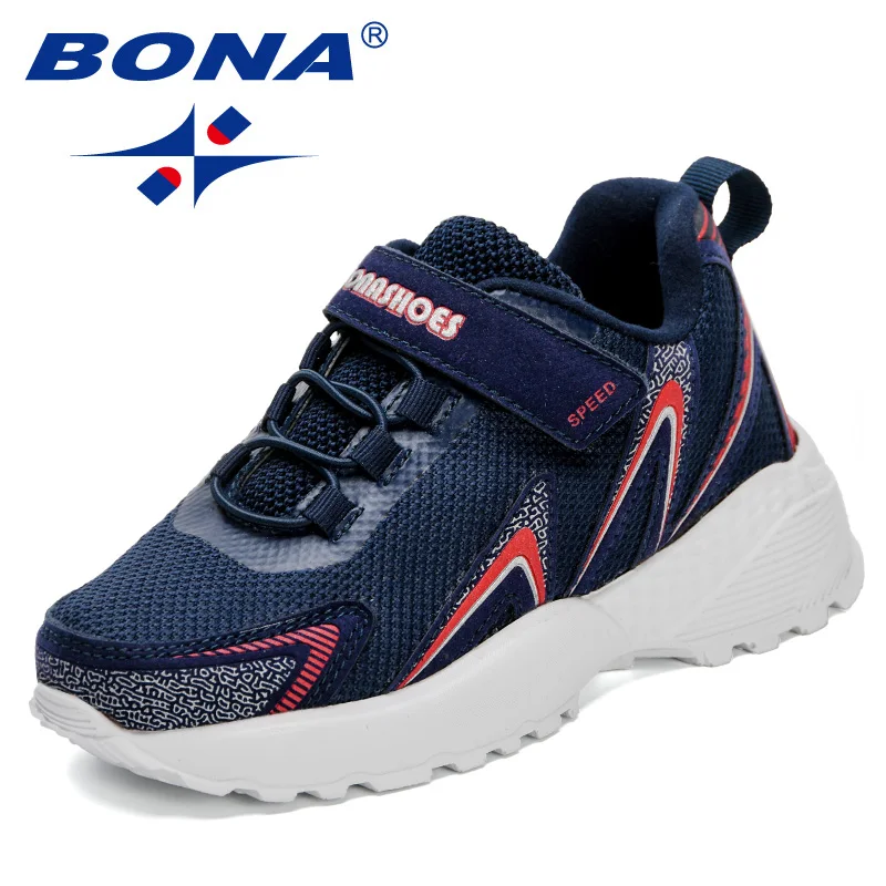 BONA 2023 New Designers Kids Jogging Footwear Comfy Trendy Sneakers Children\'s Boy\'s Breathable Walking Shoes Girls Flats Shoes