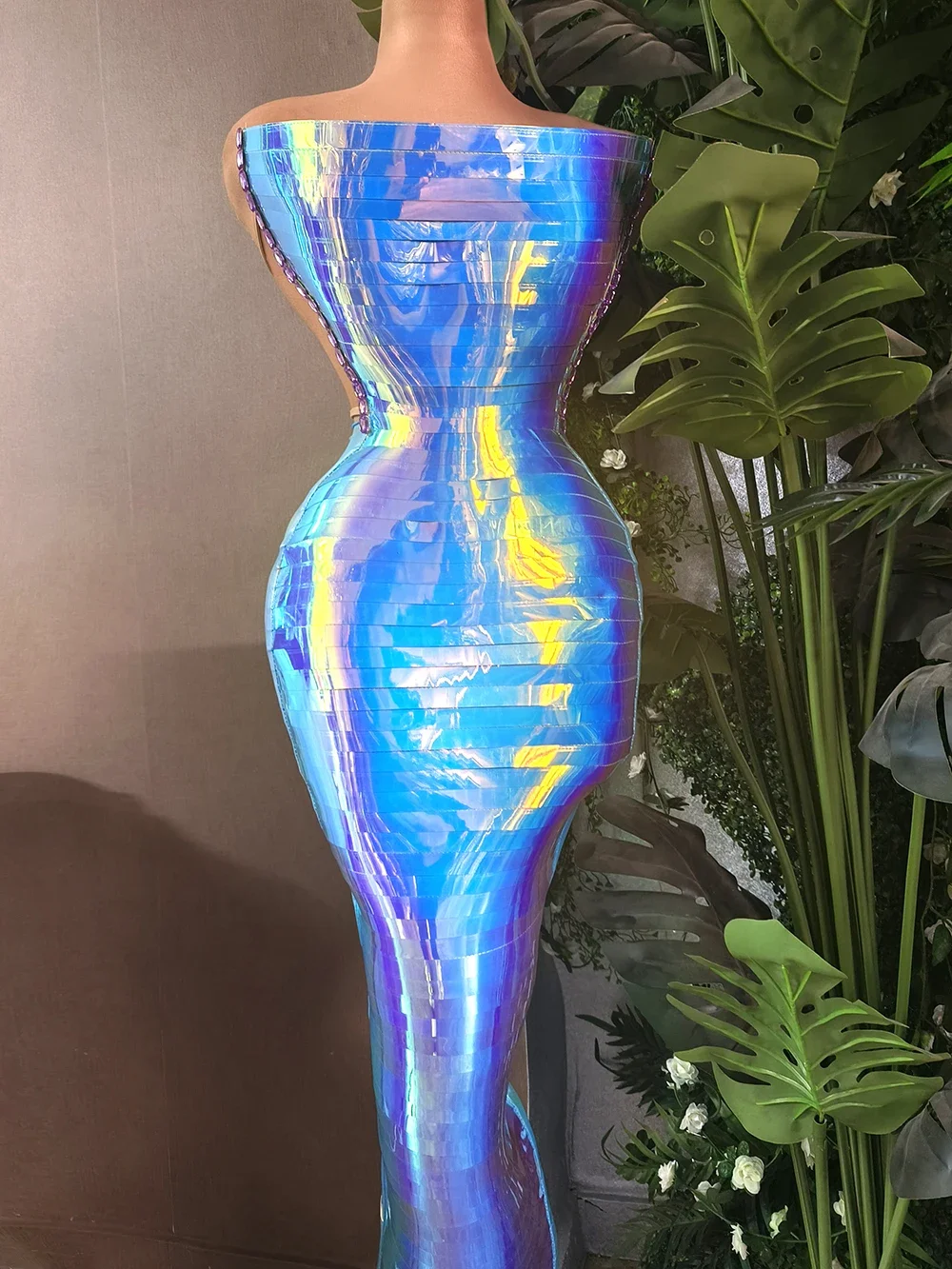 Niebieskie cekiny długa sukienka tuba wieczorowa balowa sukienka urodzinowa świętuj sukienka damska strój do sesji zdjęciowej kostium sceniczny Dianti