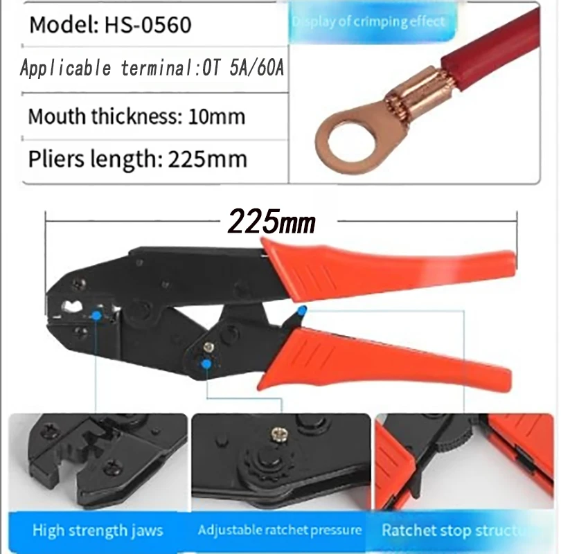 OT Wire Crimping Pliers OT Open Wire Nose Terminal Crimping Pliers HS-2030 HS-0560 3A 5A 10A 20A 30A 40A 50A 60A