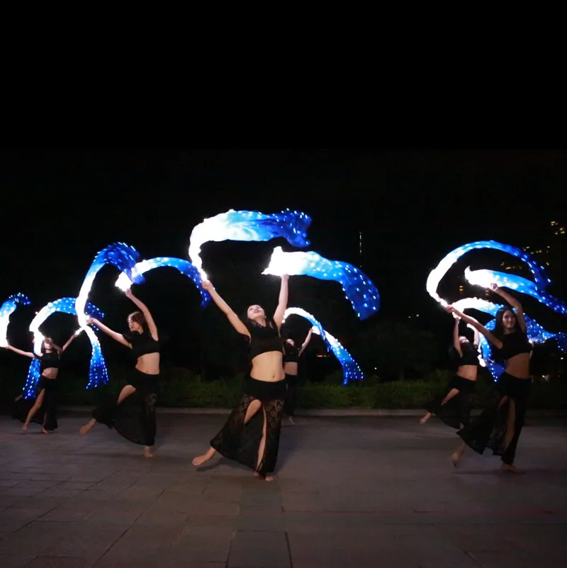 พัดเรืองแสง LED สีขาวและสีน้ำเงิน, อุปกรณ์ประกอบการแสดงเต้นรำเรืองแสง, พัดเรืองแสงสำหรับการเต้นระบำหน้าท้องหลากสี