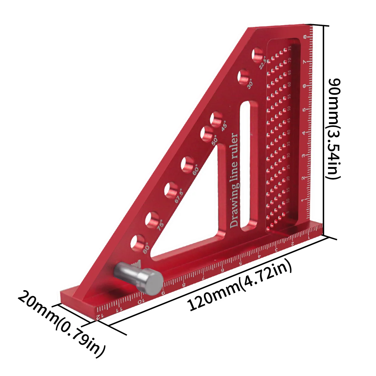 Multi-Angle Measuring Ruler Aluminum Woodworking Square Protractor W/ Dowel Pins Miter Triangle Ruler High Precision Layout Tool