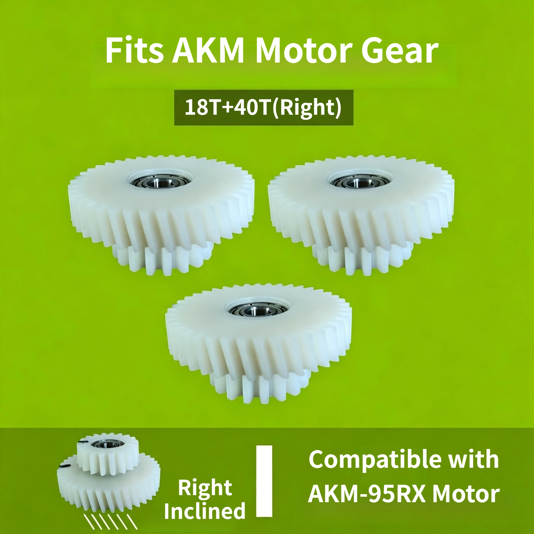3PCS Ebike Motor Repair Gear 18T+40T Right Inclined Nylon Gear Replacement Fit AKM-95RX Electric Mountain Bike