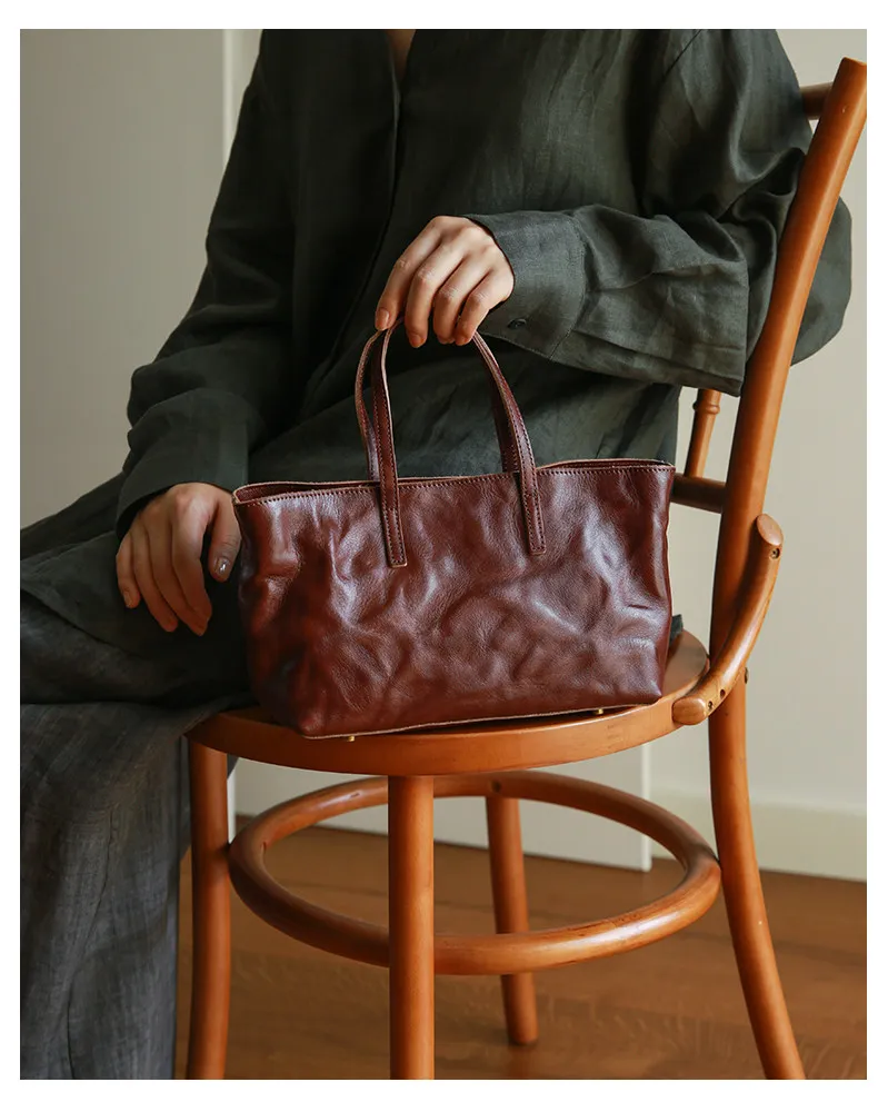 PNDME lässige, handgefertigte Vintage-Handtasche aus Rindsleder, erste Schicht, Damenhandtasche, schlicht, modisch, luxuriös, aus echtem Leder, Damen-Umhängetasche. – Detail 12