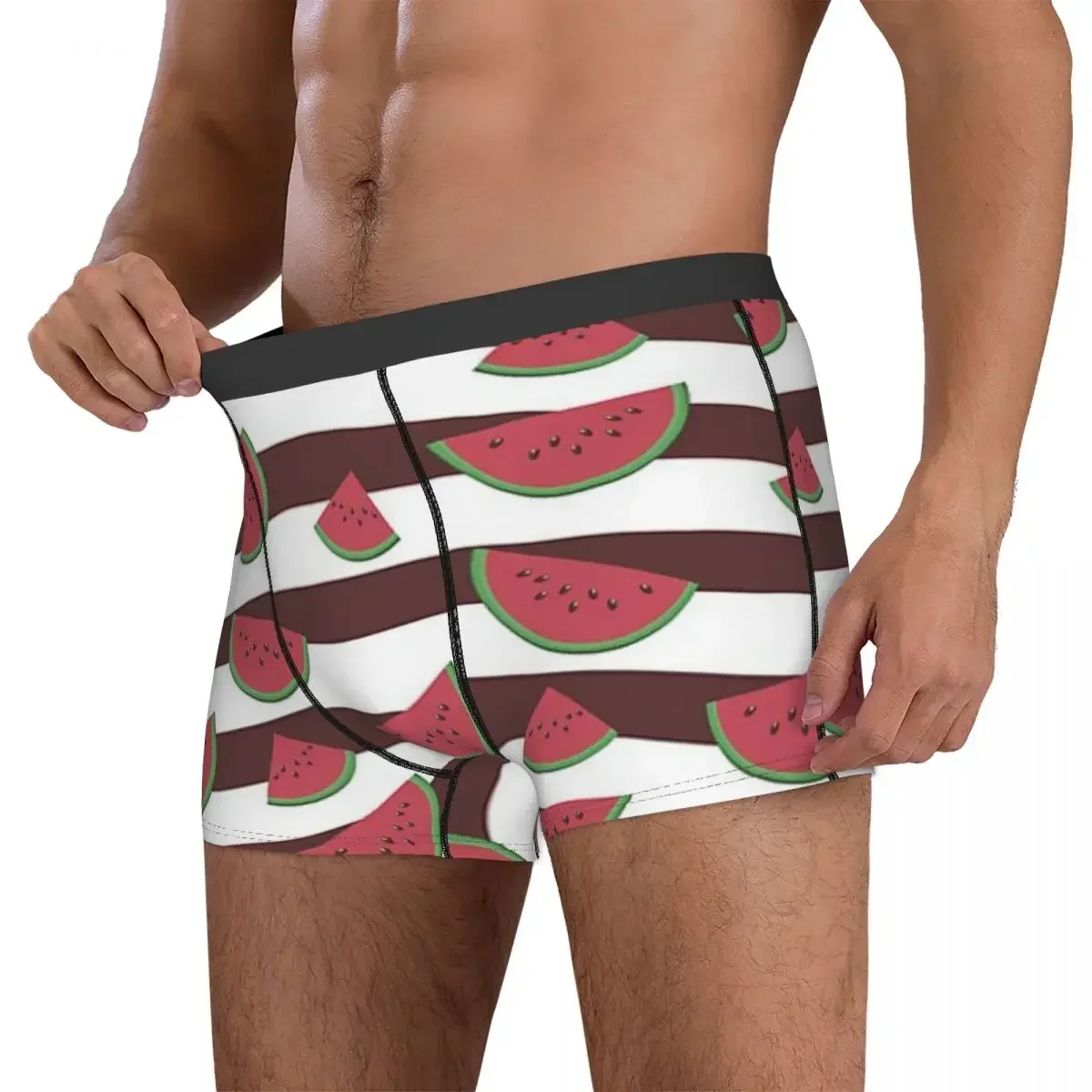 Boxer Underpants Shorts Simple Red Watermelon Slices Pattern Panties Men Soft Underwear for Homme Man Boyfriend Gift