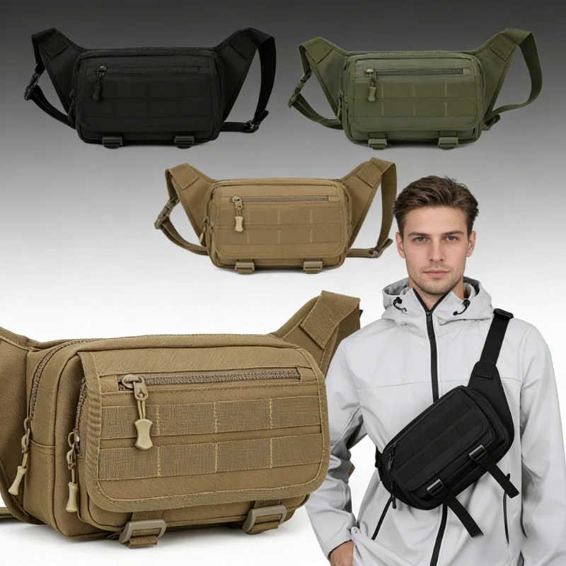 Men's Outdoor Waist Bag Large Capacity Waterproof Nylon Fanny Pack Belt Bag Sports Hiking Cycling Travel Crossbody EDC Organizer