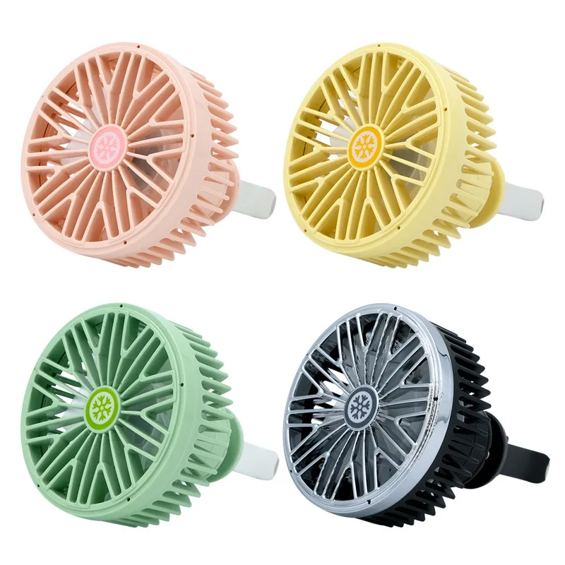 Car Air Outlet Fan 360 Degree Rotating Cooling Fan Creative Electric Coloured Lights 12-24V 3 Speed Car Cooler for Rear Seat