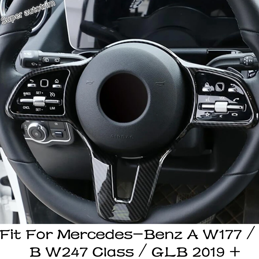 

Steering Wheel Button Frame Cover Trim For Mercedes-Benz A W177 / B W247 Class / GLB 2019 - 2024 Carbon Fiber Interior Accessory