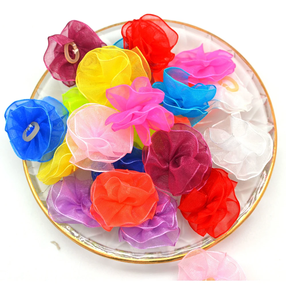 100pcs Lace Pet Dog Hair Bows Handmade Pet Hair Accessories Rubber Bands Pet Supplies Pet Dog Grooming Accessories