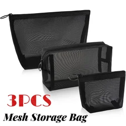 Mesh Transparent Makeup Organizer Storage Pouch Casual Zipper Toiletry Wash Bags Make Up Case Women Travel Cosmetic Bag