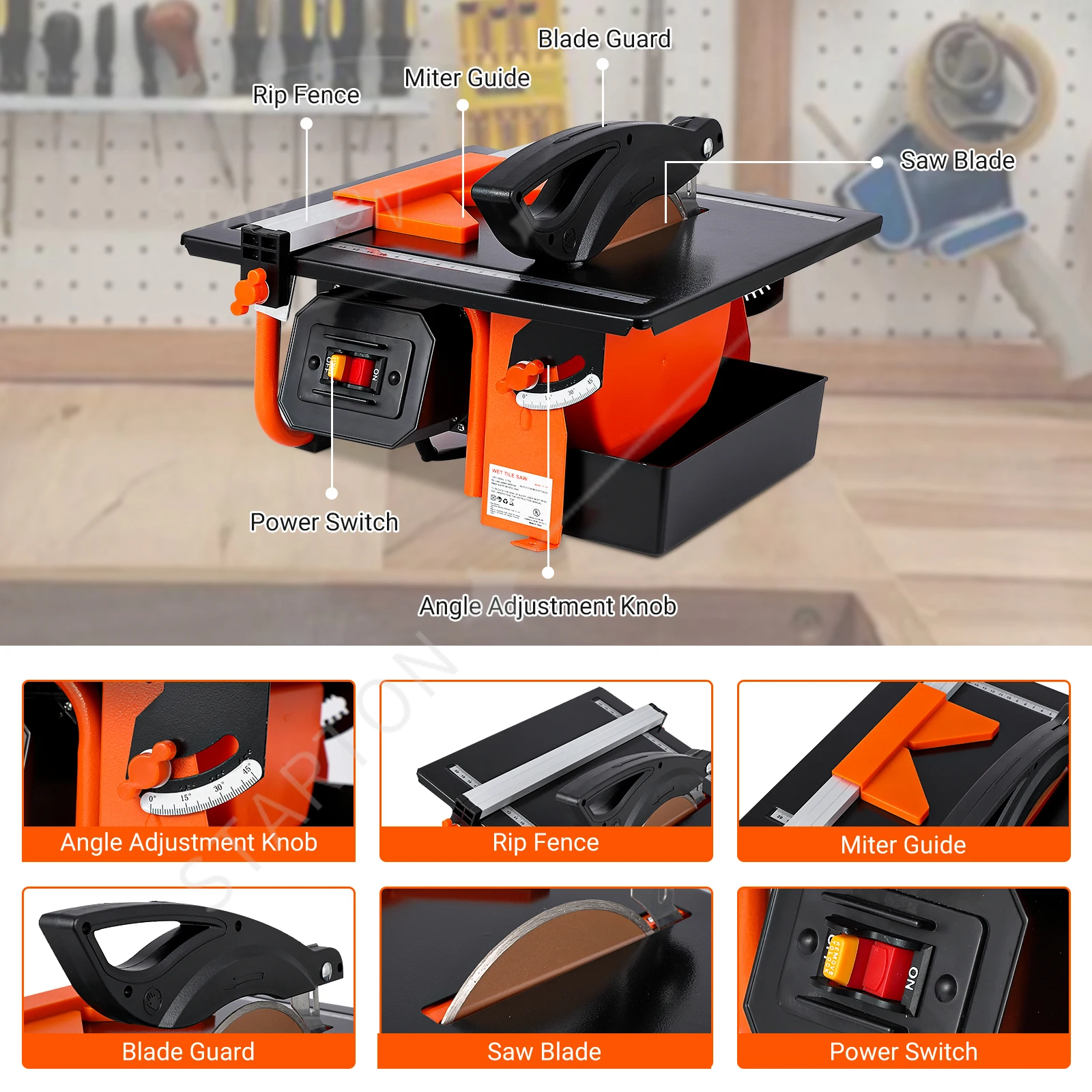 7 Inch Wet Tile Saw 3450 Rpm Bevel Cuts Tile From 0 To 45 Degrees Tile Cutter Wet Saw view 3