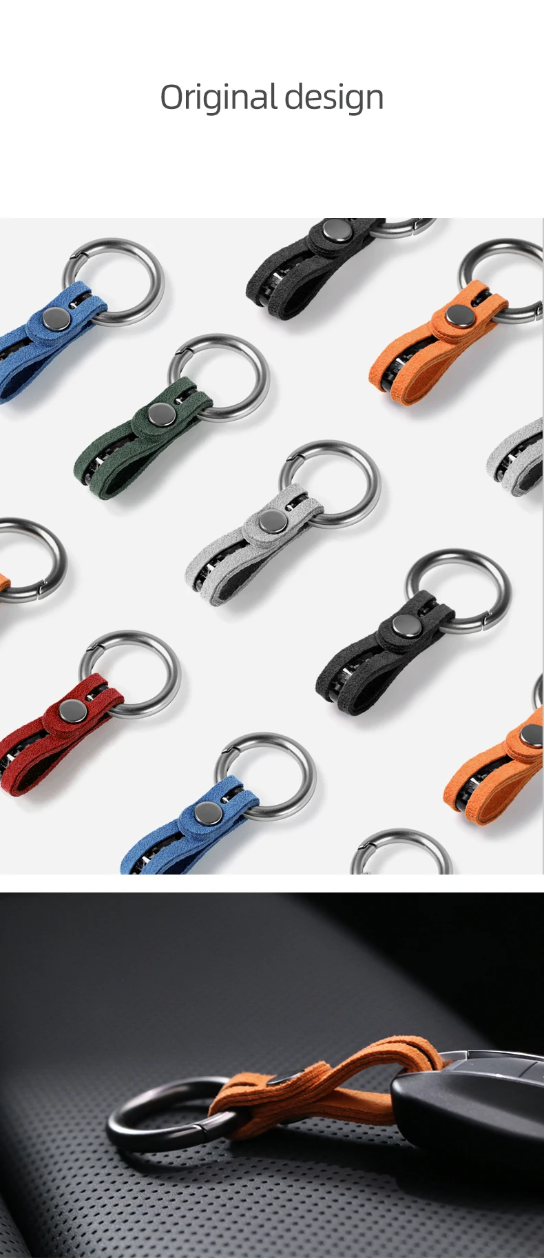 Make of Alcantara Car Key Chain Case Carbon Fiber For Audi A4 B8 A5 A3 8Y A6 A7 Q3 Q5 Q7 TT TTRS Decor Keychain Ring Accessories