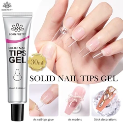 BORN PRETTY Solid Nail Tips Gel 30ml Gel Polish for Press On Nails Upgrade 3 in 1 Nail Gel for Fake Nails Long Lasting Manicure