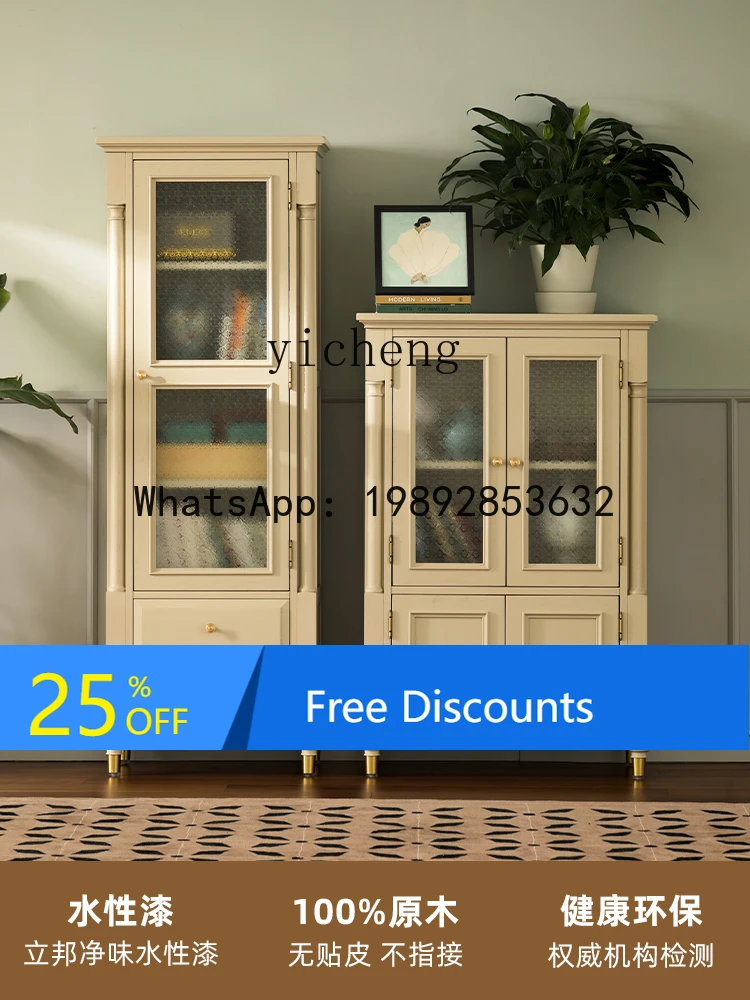 ABC  French retro all-solid wood TV side  decorative cabinet light luxury wall living room