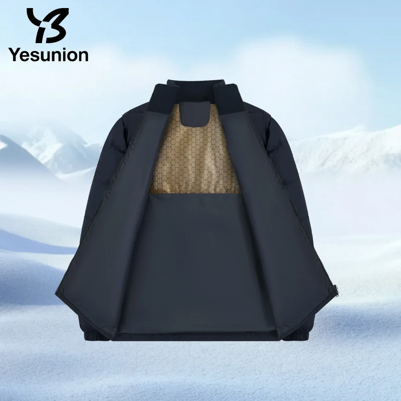 YESUNION للجنسين الشتاء الوقوف طوق الأبيض أسفل سترة دافئة يندبروف معطف خفيف الوزن سترة منتفخة مقاوم للماء معطف عالي الجودة