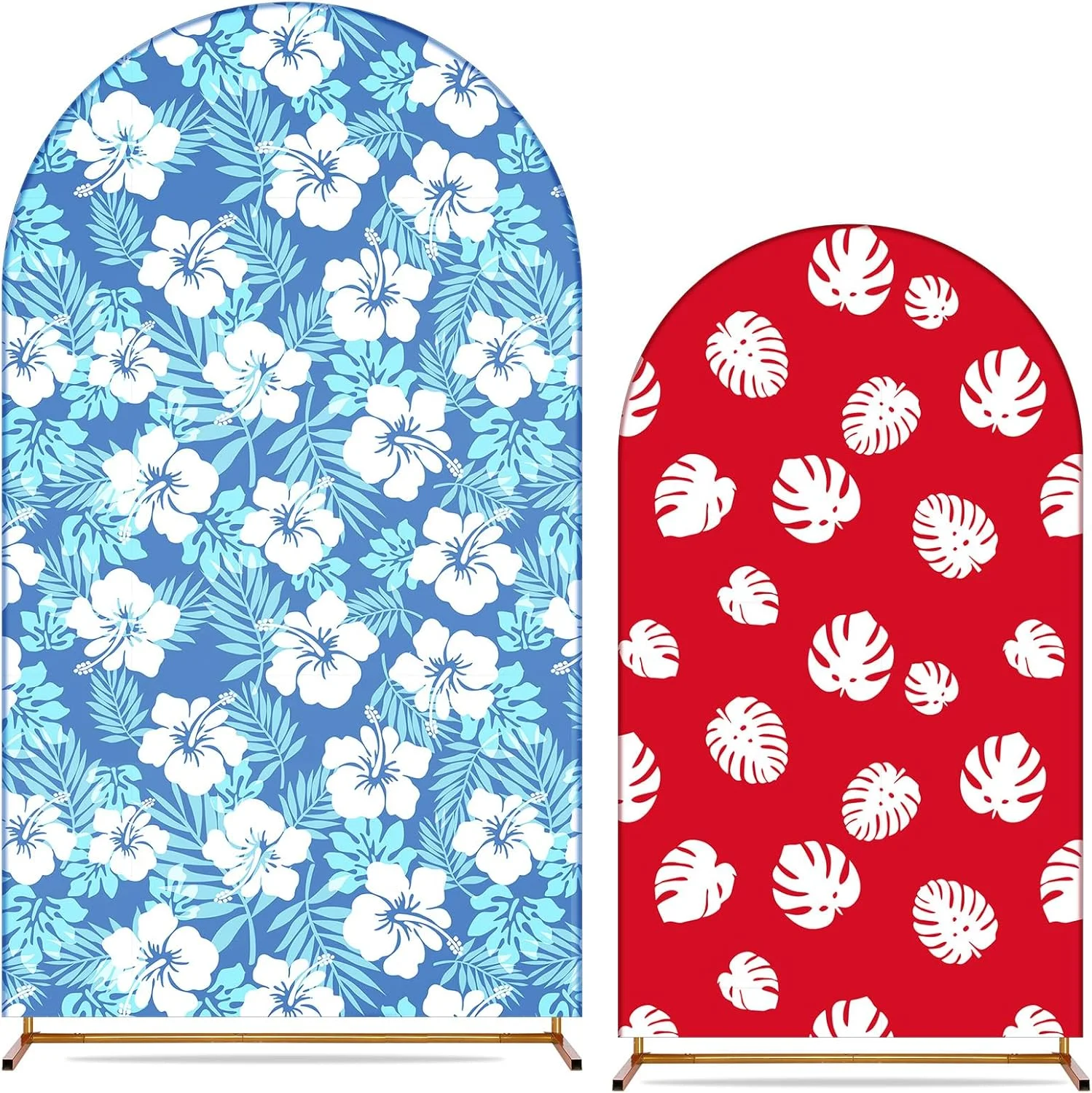 

Чехлы для арки с гавайскими гибискусами и тропическими листьями, синие мультяшные фоновые чехлы для мультфильмов, Гавайские товары для дня рождения