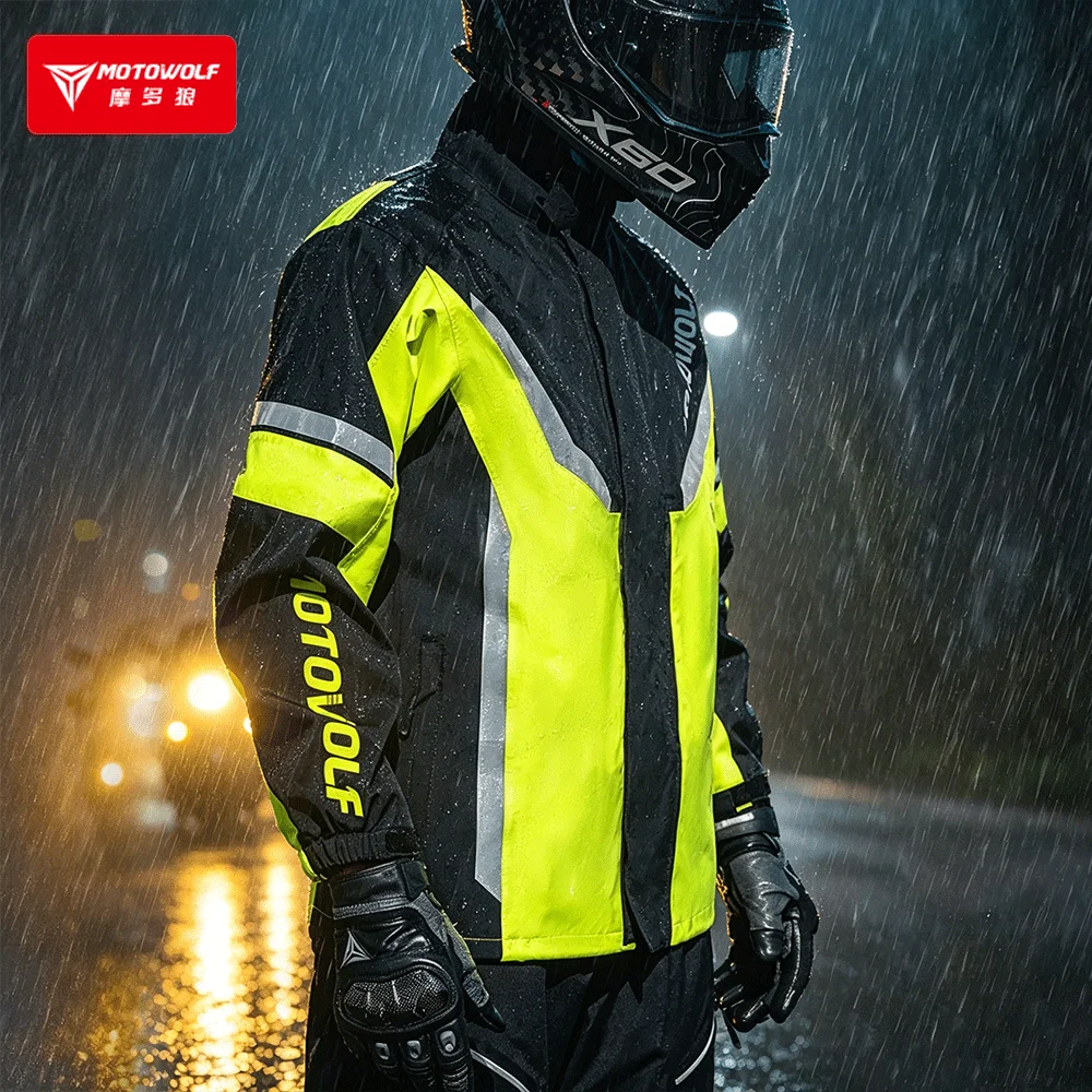 Neuer Wasserdichter Regenmantel Herren Jacke Hose Regenschutz für Biker Motorradfahrer Regenmantel Fahrradbekleidung Motorradfahrer Regenanzug