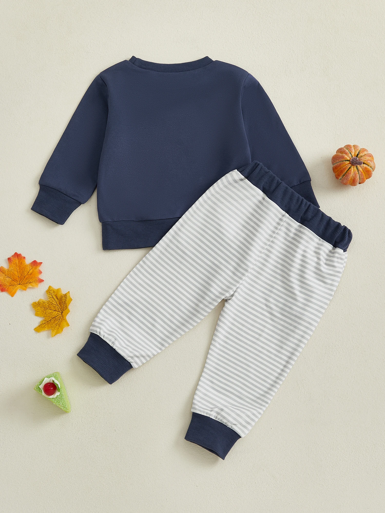 

Комплект из 2 предметов на День Благодарения для мальчиков, топы с длинными рукавами и круглым вырезом, турецкие топы с вышивкой, клетчатые брюки, комплект с галстуком-бабочкой