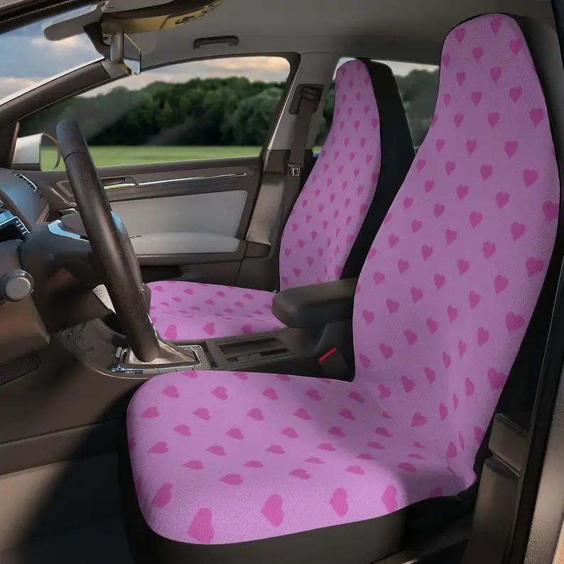 

Pink Hearts Car Seat Cover For Women, Vehicle Car Seat Cover Pink Hearts