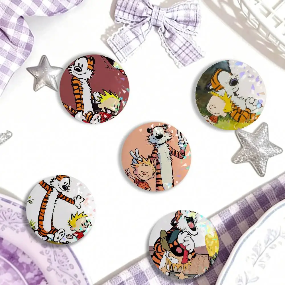 Fairy Tale Books C-Calvin H-Hobbes Laser Badge Clothes Backpacks Hats Accessories Gifts For Children Friends Fans Collectibles