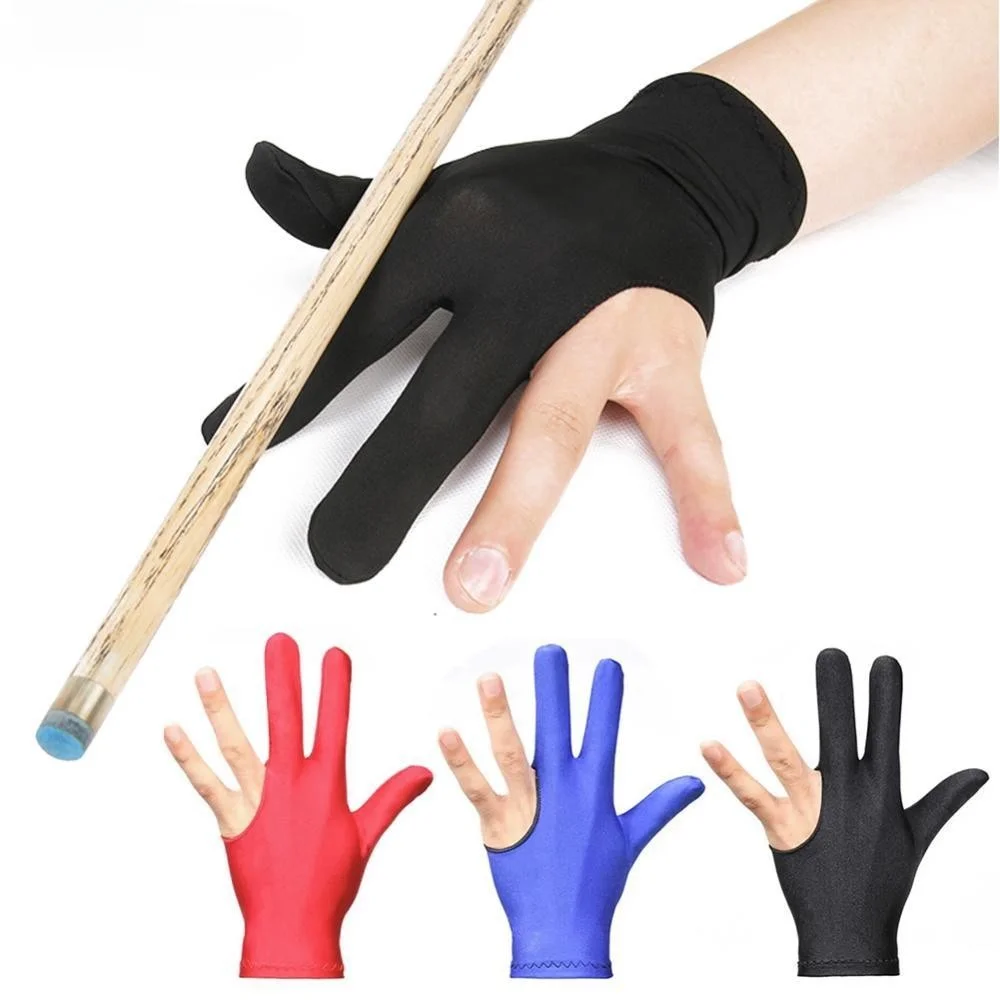 Gants de billard professionnels à trois doigts, gants en spandex respirants légers, universels pour les deux mains, fournitures de snooker, 1PC