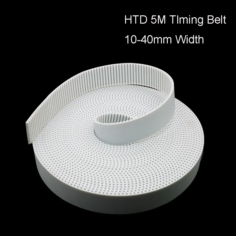 HAOJIAYI Arc Tooth PU White HTD 5M Open Timing belt Width 10/15/20/30/40mm Polyurethane steel 5M-20mm HTD5M Synchronous pulley