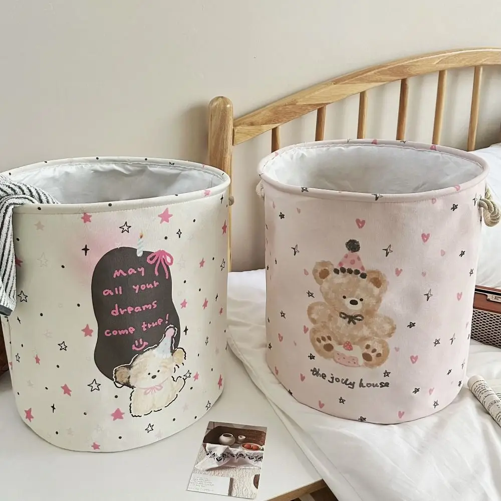 Nuevo Cesta plegable para la colada, cesta tejida para ropa sucia de dibujos animados, cestas de mimbre portátiles duraderas para el hogar