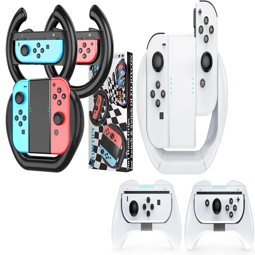 6 Pack Switch Joycon Grips White for Nintendo Switch,Switch Joy-Con Controller Holders Kit,Family Use Gaming Accessories