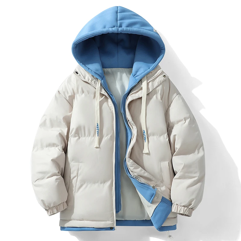 Jaqueta com capuz extragrande masculina, Parkas estilo coreano, casaco acolchoado de algodão Harajuku, jaqueta de inverno grossa, moda masculina