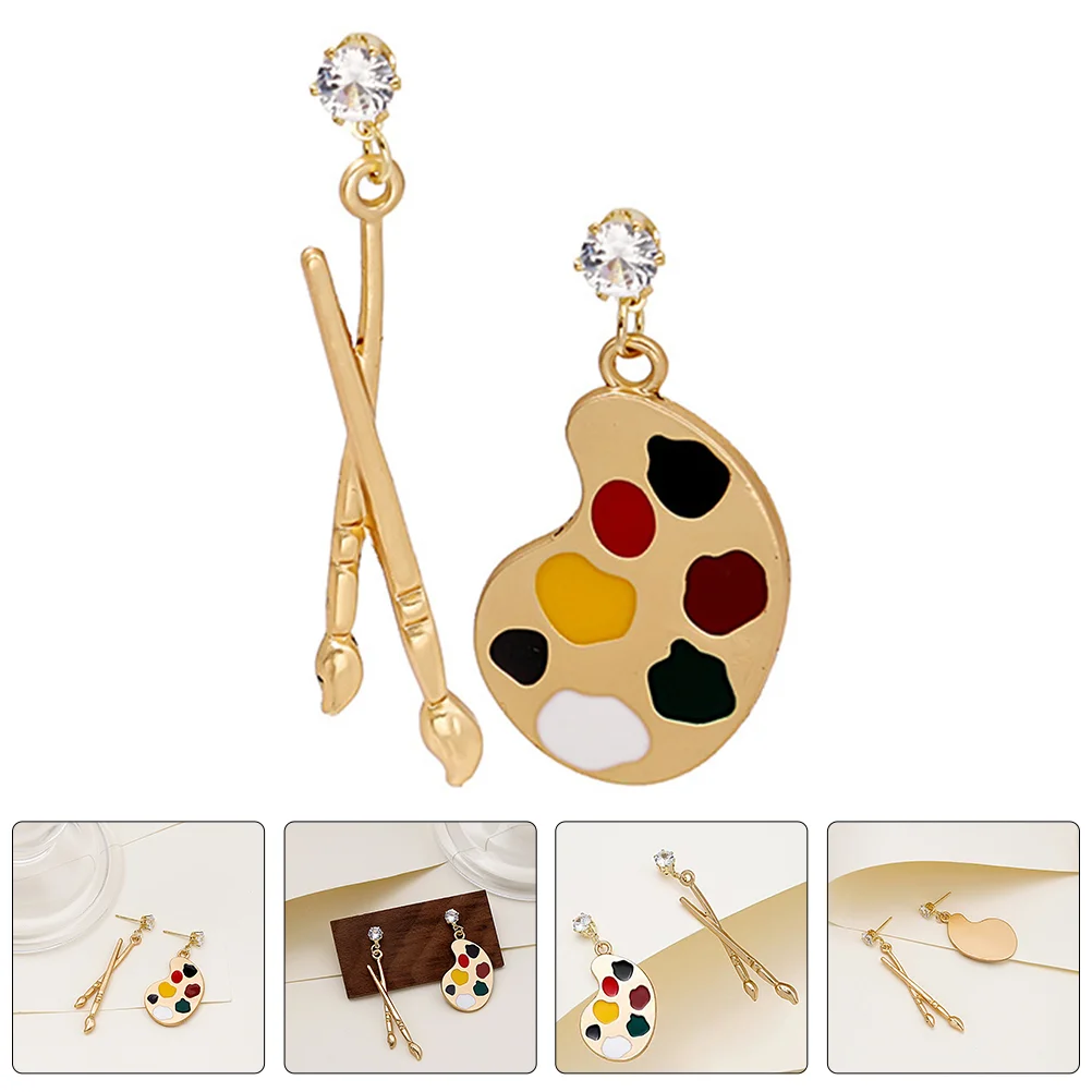 Exaggerated Personality and Irregular Earrings Paint Tray Drop Gift Artist Painter Alloy Plate