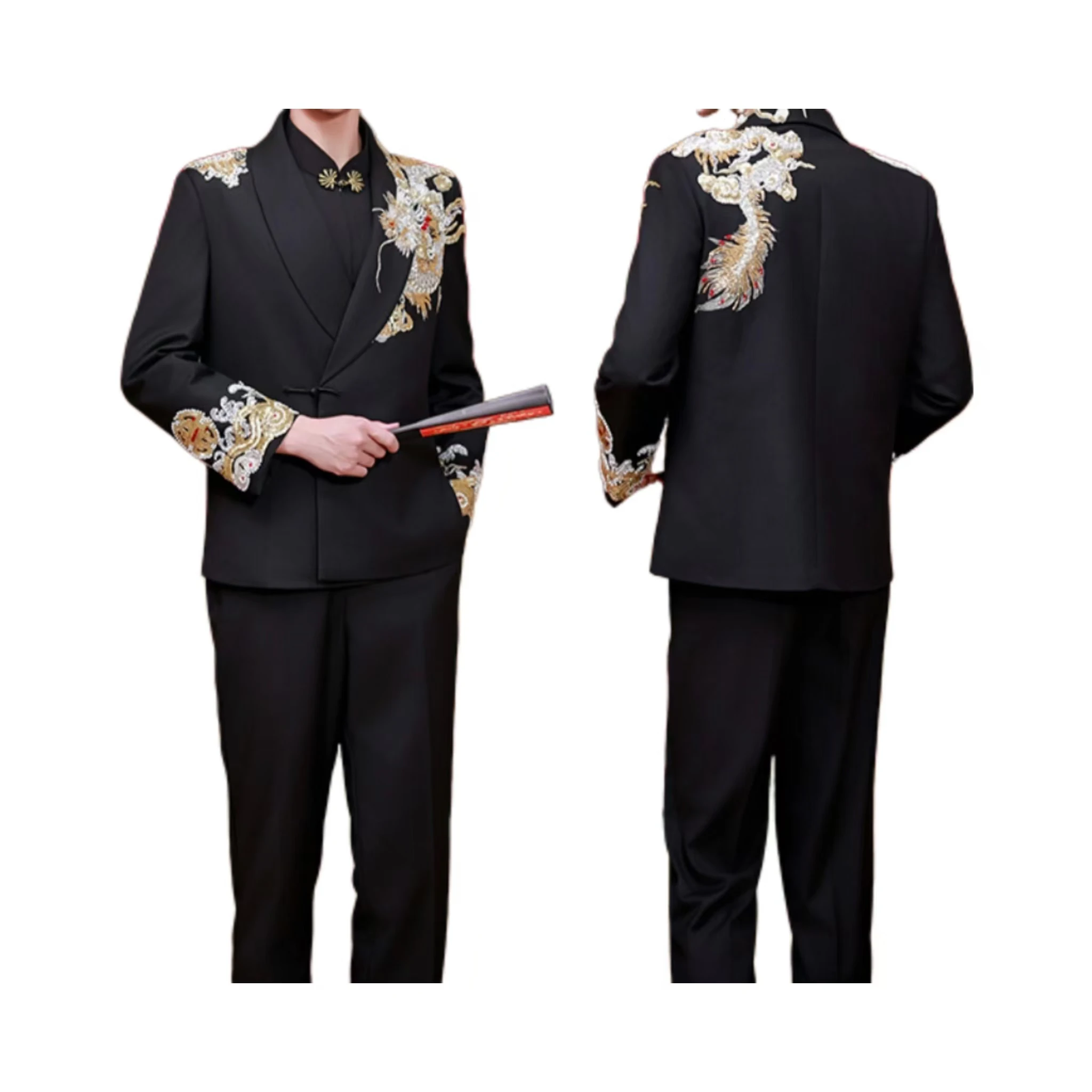 A two-piece Chinese suit，A variety of patterns are available，men's suit for wedding ，Evening Party，Banquet