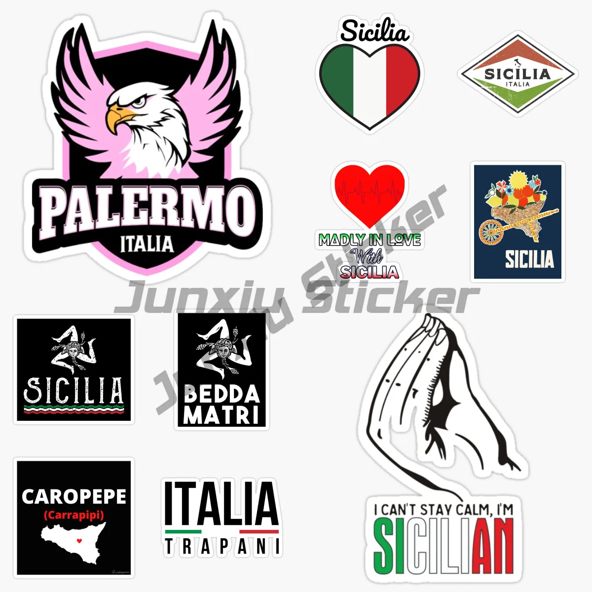 Creative Sicily Italy Flag Emblem Car Sticker Laptop Truck Camper Wall Bicycle Vinyl Self-adhesive Waterproof Sunscreen Decals