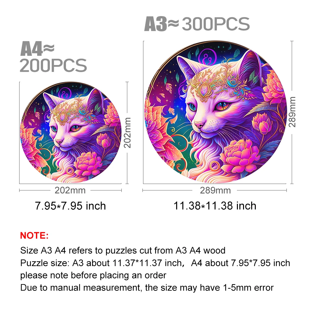 Creative Wooden Jigsaw Puzzle Board Games Animal Beautiful Cat Round Shaped Wood Puzzles Toy Secret Puzzle Box Package Best Gift