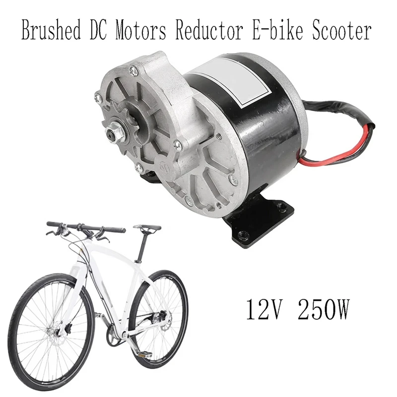 YFYS 12V 250W Gear Reduction Electric Motor With 9 Tooth Sprocket Brushed DC Motors Reductor E‑Bike Scooter