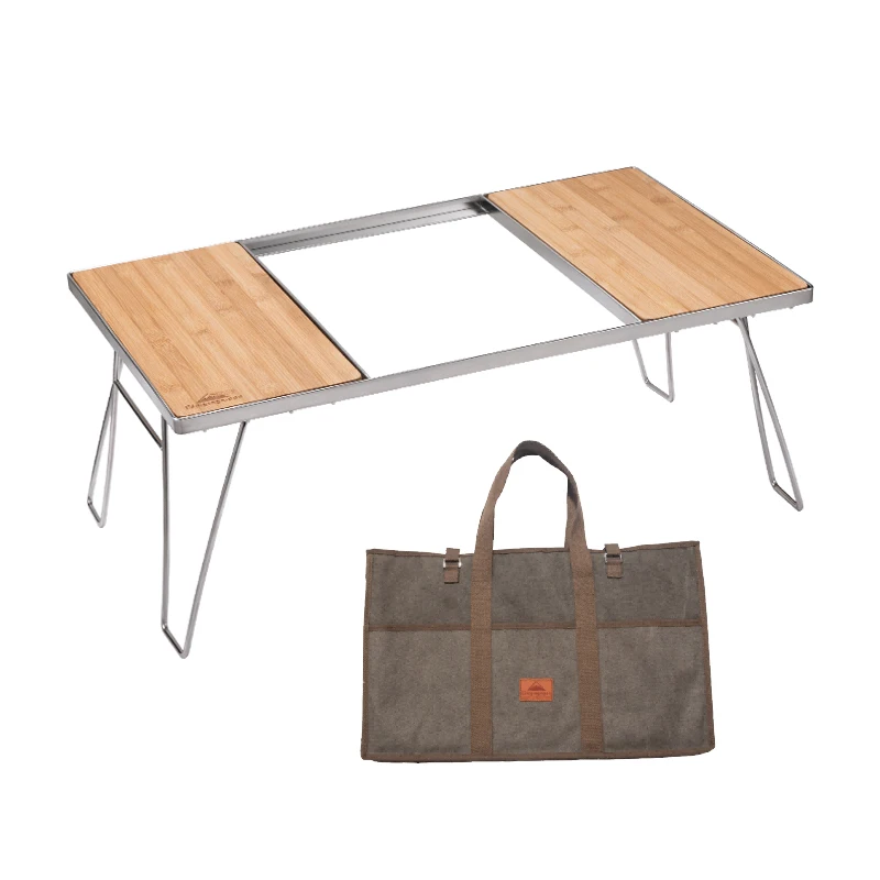 

CAMPINGMOON CK-1 Portable Camping Stove Table and Chair Set Folding Camping Stainless Steel Igt Table with Canvas Bag