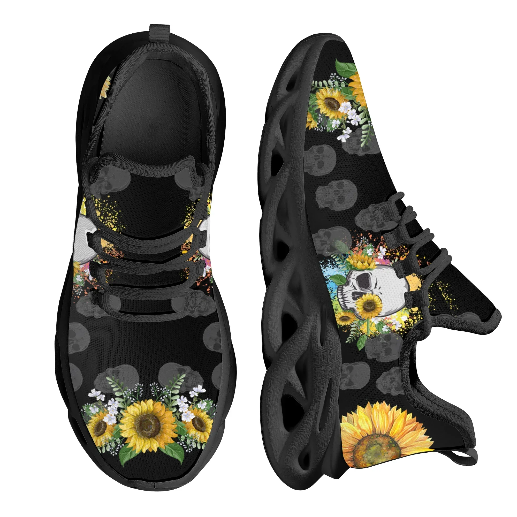 Sunflower Skull Flat Casual Shoes Outdoor Adult Students Sports Fitness Running Shoes High Quality Lightweight Sneakers Zapatos view 2