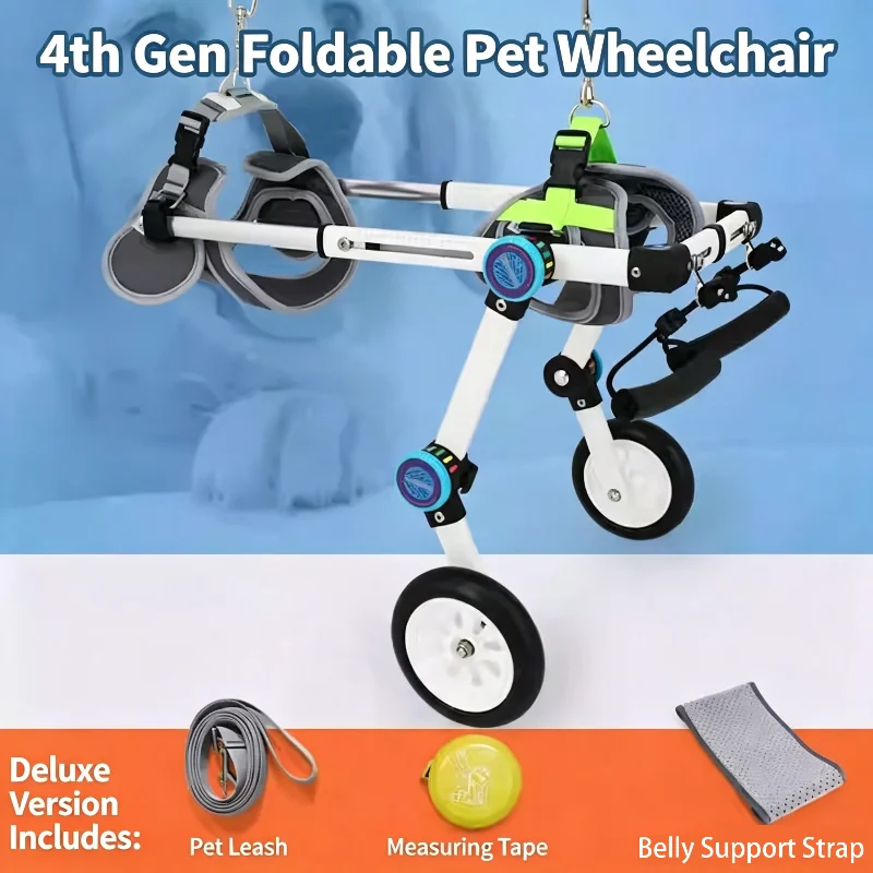 Foldable Dog Wheelchair Backlegs Adjustable Lightweight Dog Wheelchair Hind Limb Rehabilitation Training Wheelchairs Pet Assist