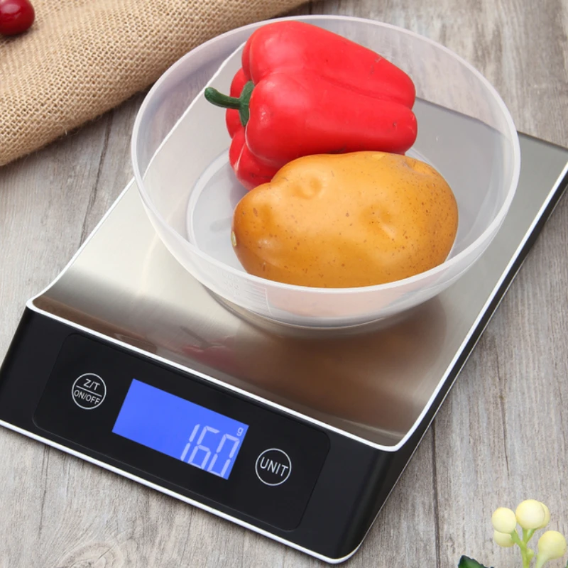 15 kg/1 g Küchenwaage zum Wiegen von Lebensmitteln, Kaffeewaage, intelligente elektronische Digitalwaage, Edelstahl-Design zum Kochen und Backen