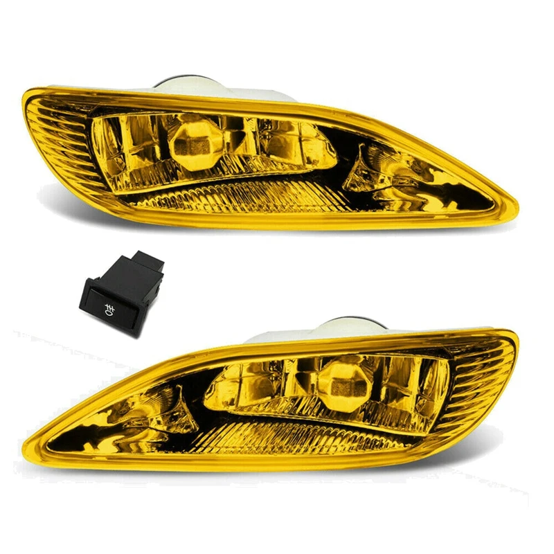 Amber Lens Front Fog Light Lamps Assembly With Halogen Bulb Harness For Toyota Camry Solara 81220-AA011 81210-AA011