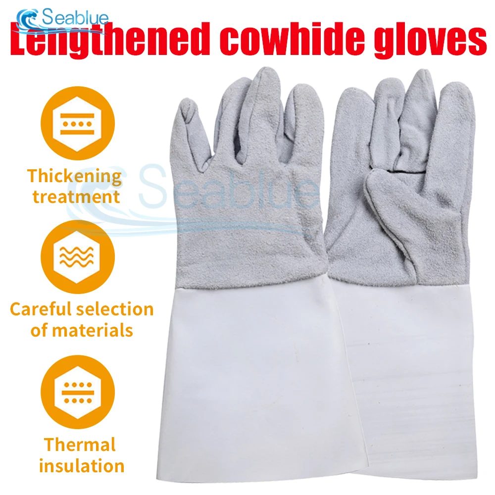 

Welding Gloves Leather Workers Work Welding Safety Protection Garden Sports Motorcycle Driver Wear-resistant Lengthening Gloves