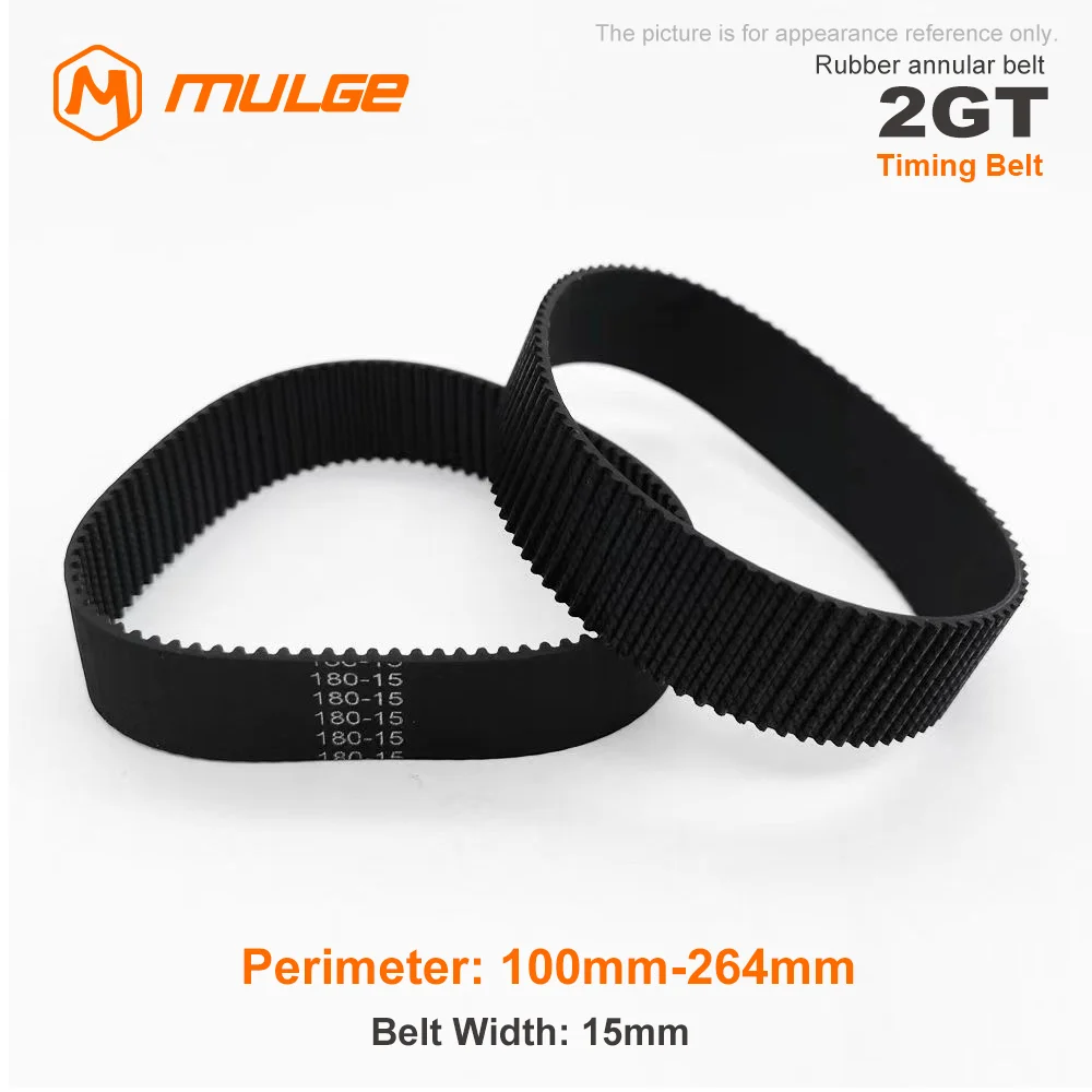 

GT2 Closed Loop Timing Belt Rubber 2GT 15mm 3D Printers Parts 100/110mm-260/264mm Synchronous Belts Part