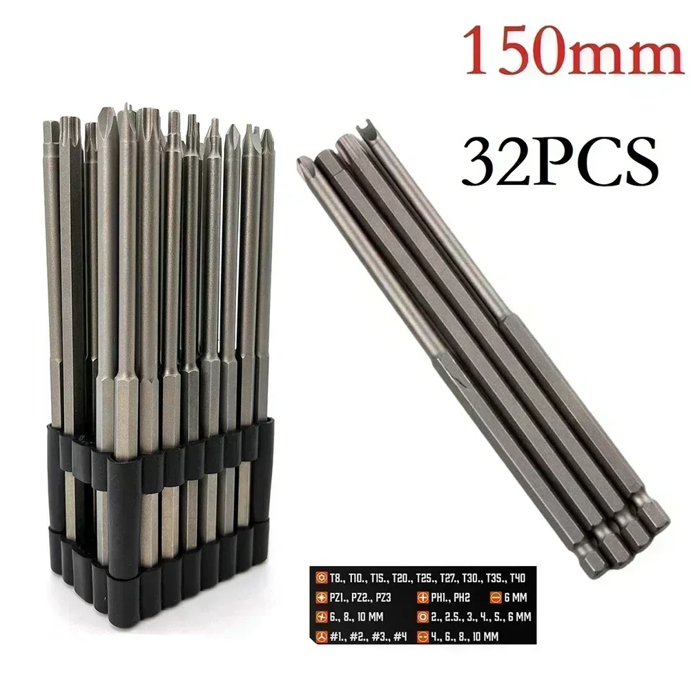 32-piece 150mm Long Torxs Tamper-proof Wrench Screwdriver Drill Bits Wrench Screwdriver Drill Bits Extended Screwdriver Bit Set