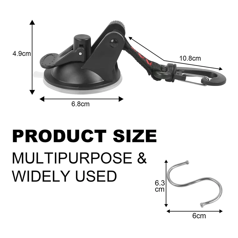 Suction Cup Anchor with Attachment, 4 Pieces Suction Cup Hooks Extra Strong Suction Cup Mounting Hooks for Car