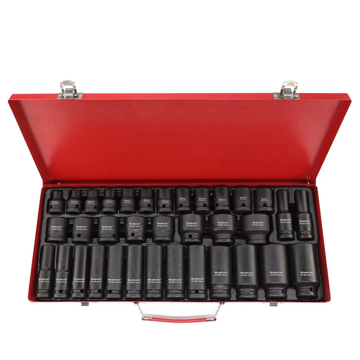 35PCS 1/2inch Drive Metric Impact Socket Set Garage Wrench Head 8-32mm 6 Point Metric Car Repair Tools with Case