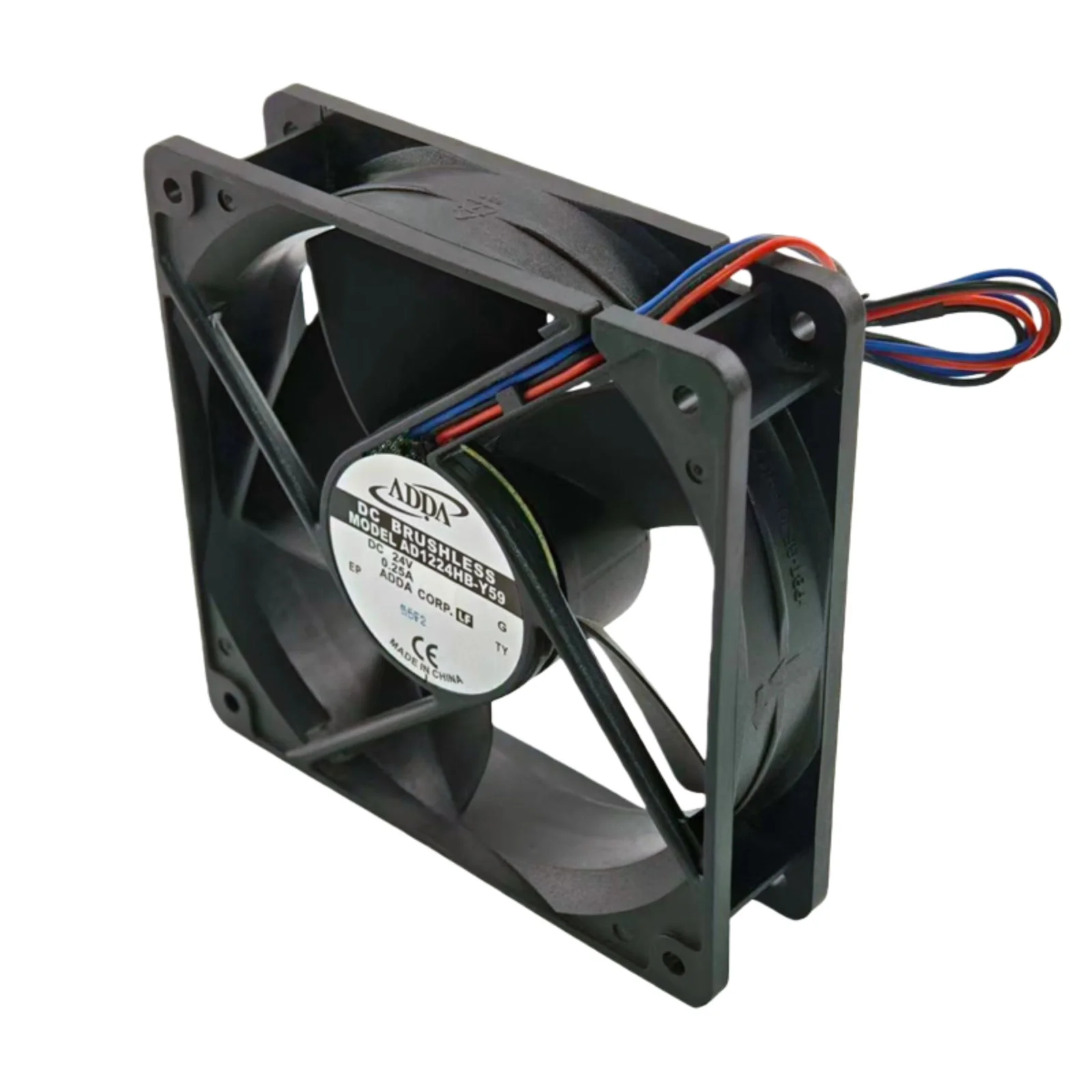 for ADDA AD1224HB-Y59 DC 24V 0.25A 120x120x32mm Dual Ball Bearing Cooling Fan 3-Wire Speed Sensor Lock Protection 3000RPM 1