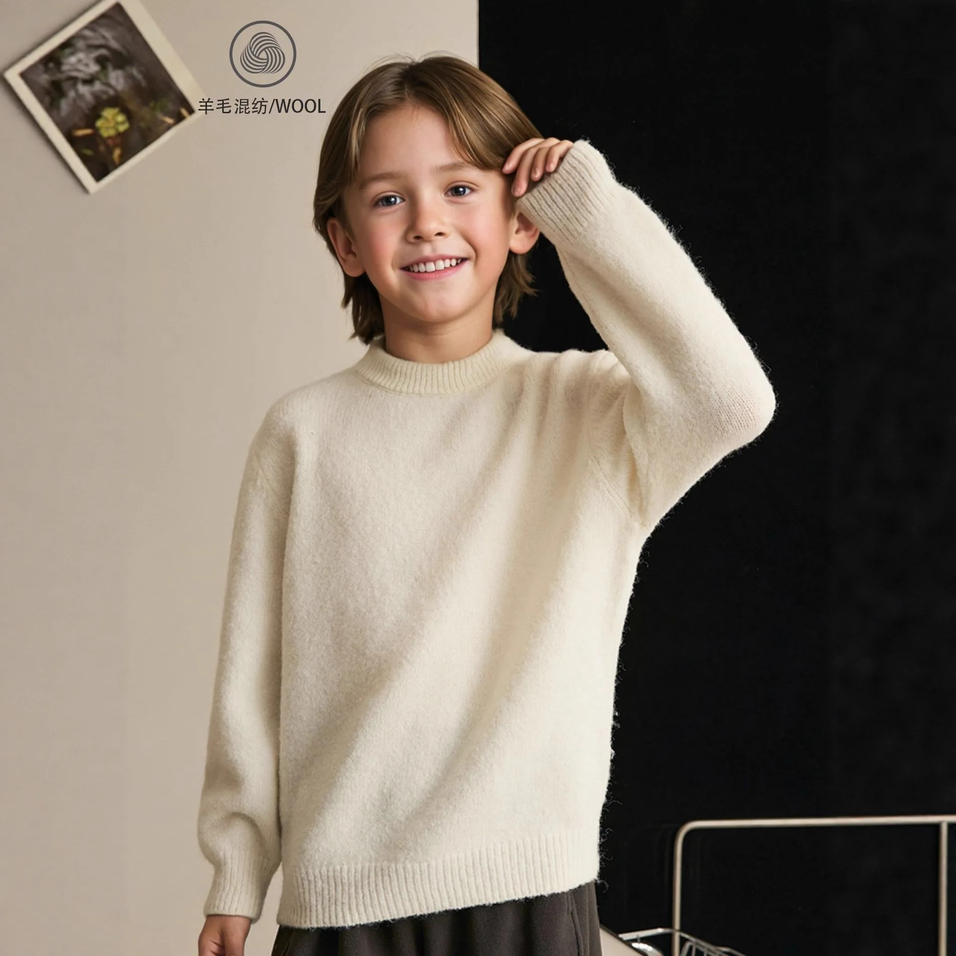 Kids Round Neck Solid Knit Pullover – Boys Girls Soft Base Layer Top, Casual Winter Sweater Baby Cardigan Knit Sweater